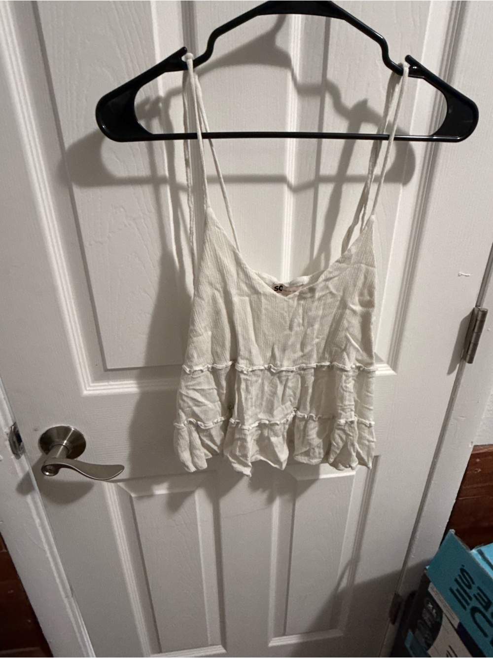 SO Cream Ruffle Tiered Spaghetti Strap Camisole